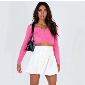 The Ragged Priest Pink Gossip Fuzzy Crop Top Sweater MEDIUM